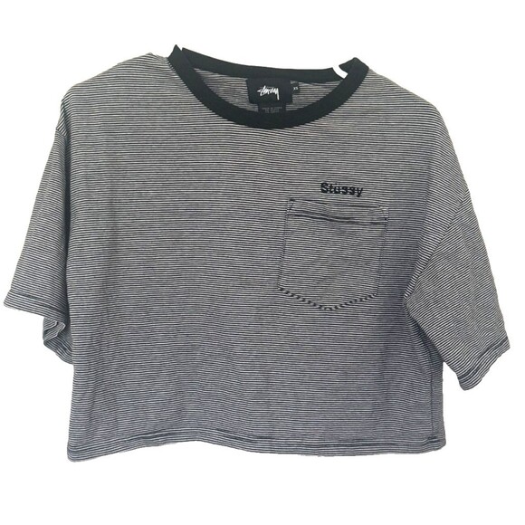 Stüssy Crop Top Size XS Black and White Streetwear Skate Grunge Surf - Picture 1 of 9